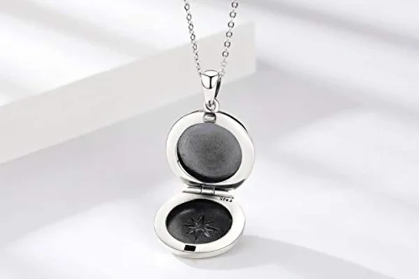 Sterling Silver Compass Locket Necklace-1