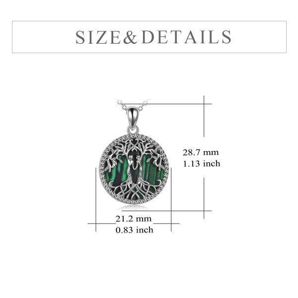 Sterling Silver Tree of Life Malachite Pendant Necklace For Sister-1