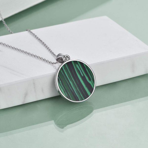 Sterling Silver Tree of Life Malachite Pendant Necklace For Sister-5