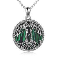 wholesale 925 Sterling Silver Malachite Family Tree of Life Necklace for Women Birthstone - Rhodium Plated