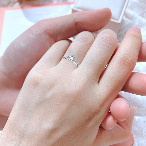 Sterling Silver Moonstone Adjustable Couple Rings-4