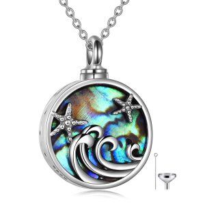 Sterling Silver Abalone Shell Starfish Urn Necklace-0