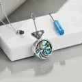 wholesale 925 Sterling Silver Abalone Shell Starfish Wave Cremation Keepsake Pendant Necklace with Funnel and Fill Tool-0-3