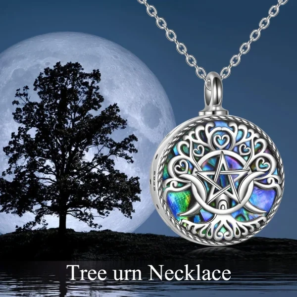 Sterling Silver Triple Moon Goddess Pendant Necklace-2