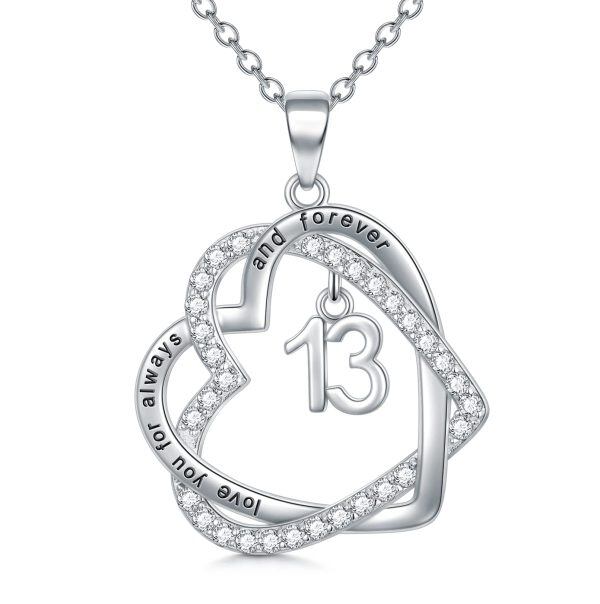 Sterling Silver Heart Pendant Necklace For 13th Birthday-0