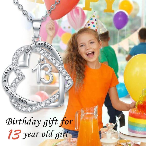 Sterling Silver Heart Pendant Necklace For 13th Birthday-2