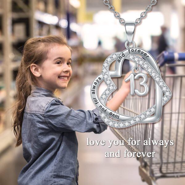 Sterling Silver Heart Pendant Necklace For 13th Birthday-3