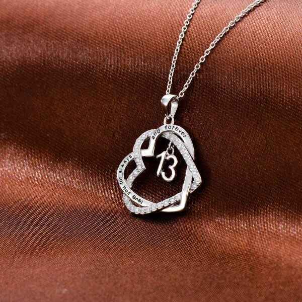 Sterling Silver Heart Pendant Necklace For 13th Birthday-5