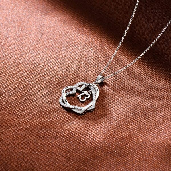 Sterling Silver Heart Pendant Necklace For 13th Birthday-6