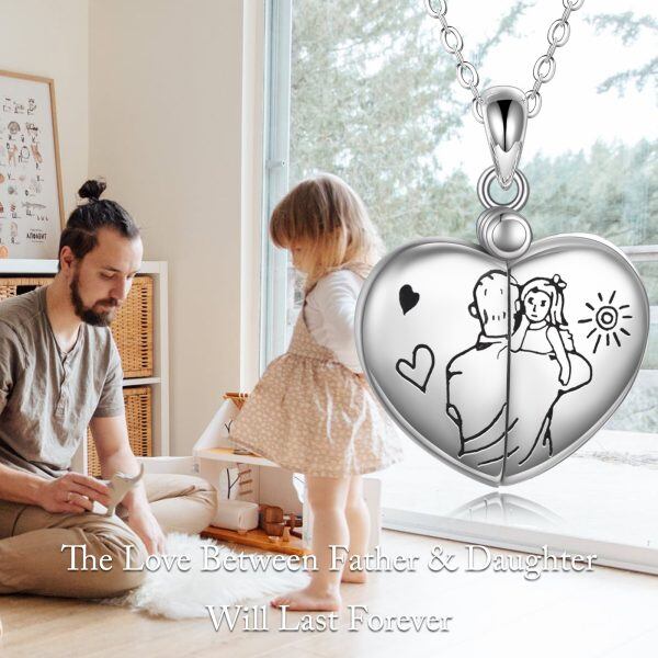 Sterling Silver Dad Daughter Locket Necklace-2