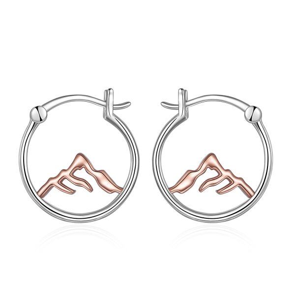 Sterling Silver Mountain Hoop Earrings-0