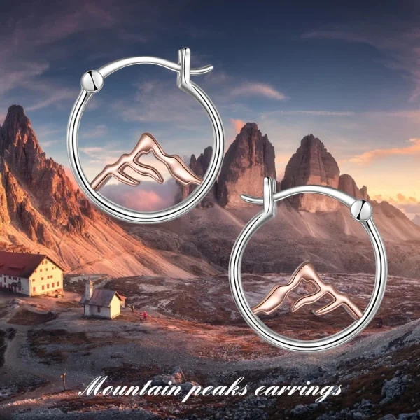 Sterling Silver Mountain Hoop Earrings-2