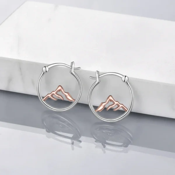 Sterling Silver Mountain Hoop Earrings-4