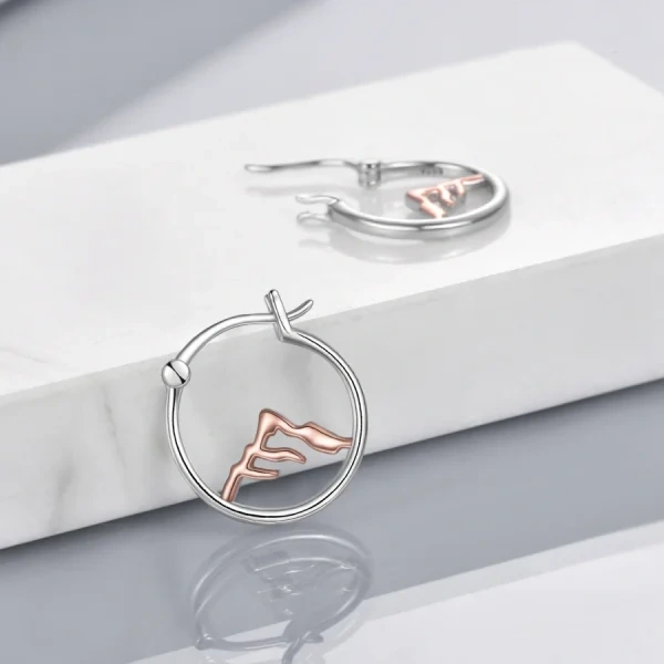 Sterling Silver Mountain Hoop Earrings-5