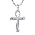 wholesale 925 Sterling Silver Egyptian Ankh Pendant with 3mm  Cable Chain - Mens Womens Boys Girls Religious s-0-0