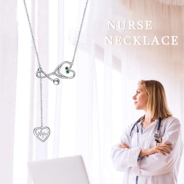 Sterling Silver Caduceus Angel Nursing Themed Pendant Necklace-2