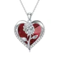 wholesale Sterling Silver Rose Heart Pendant Necklace - Rhodium Plated-0-12