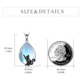 wholesale 925 Sterling Silver Teardrop Moonstone Pendant with Black Cat Charm Necklace for Women Irish -0-1