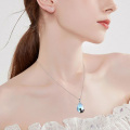 wholesale 925 Sterling Silver Teardrop Moonstone Pendant with Black Cat Charm Necklace for Women Irish -0-3