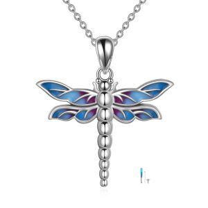 Sterling Silver Enamel Dragonfly Urn Necklace-0