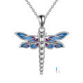 wholesale 925 Sterling Silver Blue Enamel Dragonfly Cremation Jewelry Keepsake Pendant Necklace-0-0