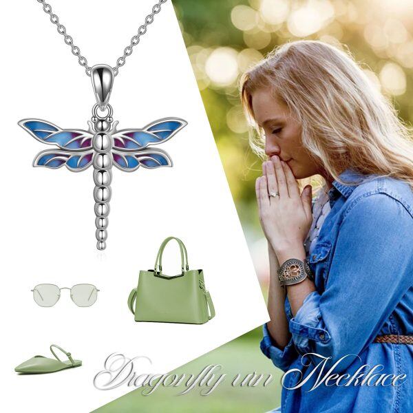 Sterling Silver Enamel Dragonfly Urn Necklace-2