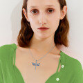 wholesale 925 Sterling Silver Blue Enamel Dragonfly Cremation Jewelry Keepsake Pendant Necklace-0-3