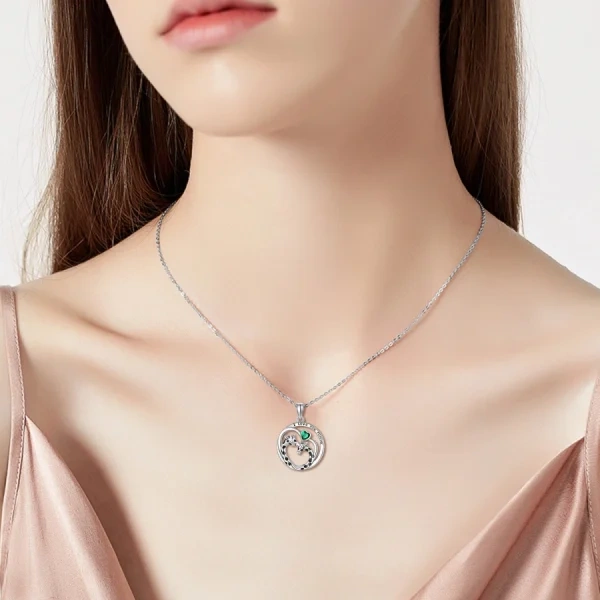 Sterling Silver Giraffe Pendant Necklace With May Birthstone-5