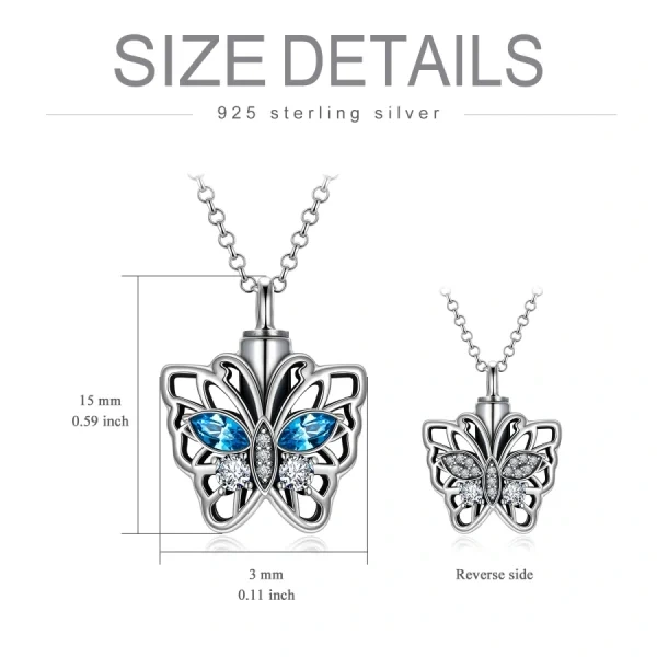 Sterling Silver Butterfly Urn Necklace With Crystal-1