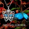 wholesale 925 Sterling Silver Blue Austrian Crystal Butterfly Cremation Urn Pendant Necklace with Funnel and Fill Tool-0-2