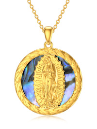 wholesale 925 Sterling Silver Plated Gold Metal Abalone Shell Virgin Mary Pendant Necklace for Women Gifts- Gold Plated
