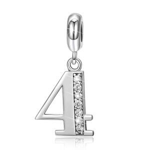 Sterling Silver Number 4 Bead Charms-0