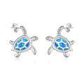 wholesale 925 Sterling Silver Blue Fire Opal Sea Turtle Stud Earrings for Women Girls  4g-0-0