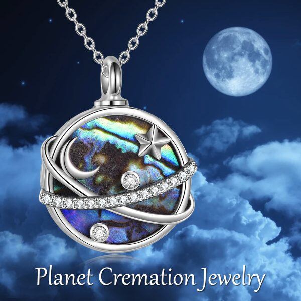 Sterling Silver Abalone Shell Planet Urn Necklace -2