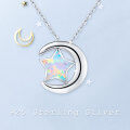 wholesale 925 Sterling Silver Opal Crescent & Star Pendant Necklace Minimalist s for Women-0-3