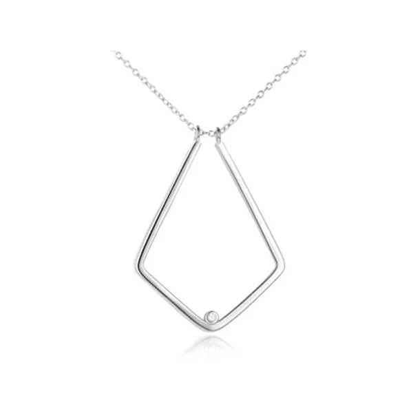 Sterling Silver Rhombic Pendant Necklace-0