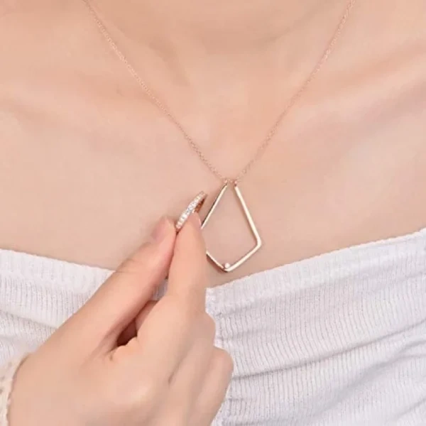 Sterling Silver Rhombic Pendant Necklace-1