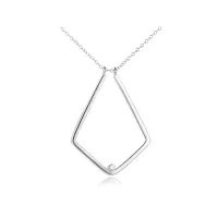 wholesale 925 Sterling Silver Geometric Cubic Zirconia Pendant Necklace for Women- Rhodium Plated