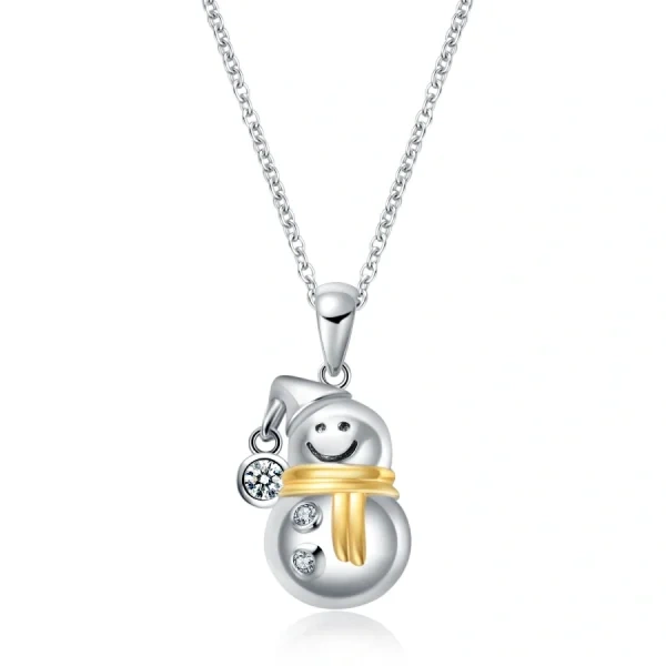 Sterling Silver Snowman Pendant Necklace-0