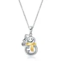 wholesale 925 Sterling Silver Snowman Crystal Pendant Necklace for Girls & Teenagers-0-0