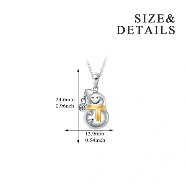 Sterling Silver Snowman Pendant Necklace-1