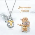 wholesale 925 Sterling Silver Snowman Crystal Pendant Necklace for Girls & Teenagers-0-2
