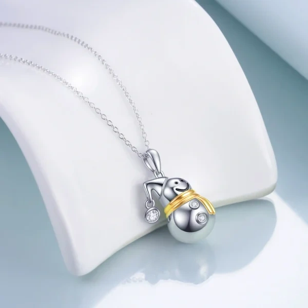 Sterling Silver Snowman Pendant Necklace-4