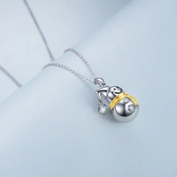 Sterling Silver Snowman Pendant Necklace-5