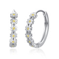 wholesale 925 Sterling Silver Daisy Hoop Earrings w/ Yellow Lucky Flowers - Trendy Fashion  for Her-0-0
