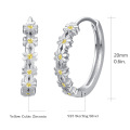 wholesale 925 Sterling Silver Daisy Hoop Earrings w/ Yellow Lucky Flowers - Trendy Fashion  for Her-0-1