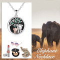 wholesale 925 Sterling Silver Elephant & Tree Photo Locket Pendant Necklace for Mother and Daughter-0-2