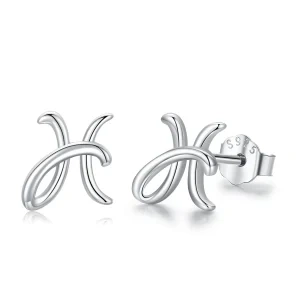 Sterling Silver H Initial Letter Stud Earrings-0