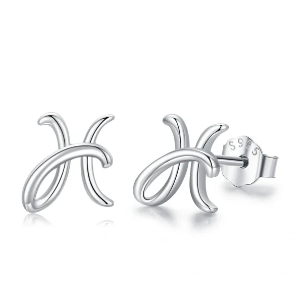 Sterling Silver H Initial Letter Stud Earrings-0