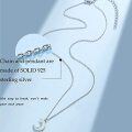 wholesale 925 Sterling Silver Crescent Moon Synthetic Opal Pendant Necklace for Women's Gifts-0-1